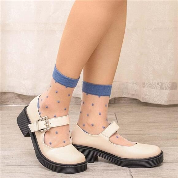 Sheer Ankle Socks – Polka Dot Mesh, Breathable Lace Style, 4 Colors - Picture 3 of 5